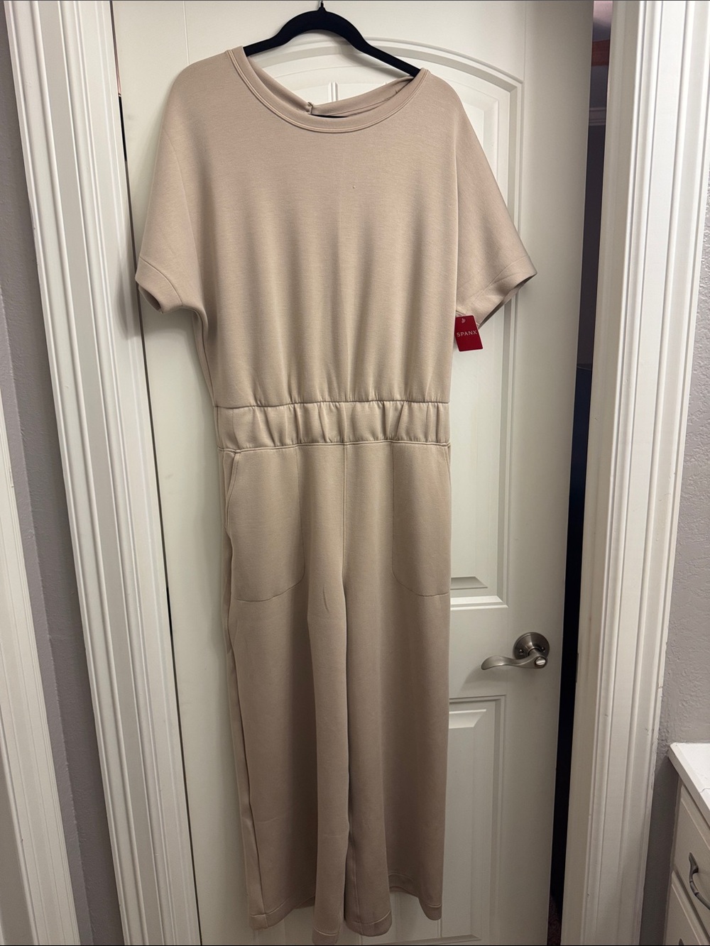 SPANX Airessentials Neutral Beige Midi Jumpsuit, L, New with tags - Picture 4 of 10